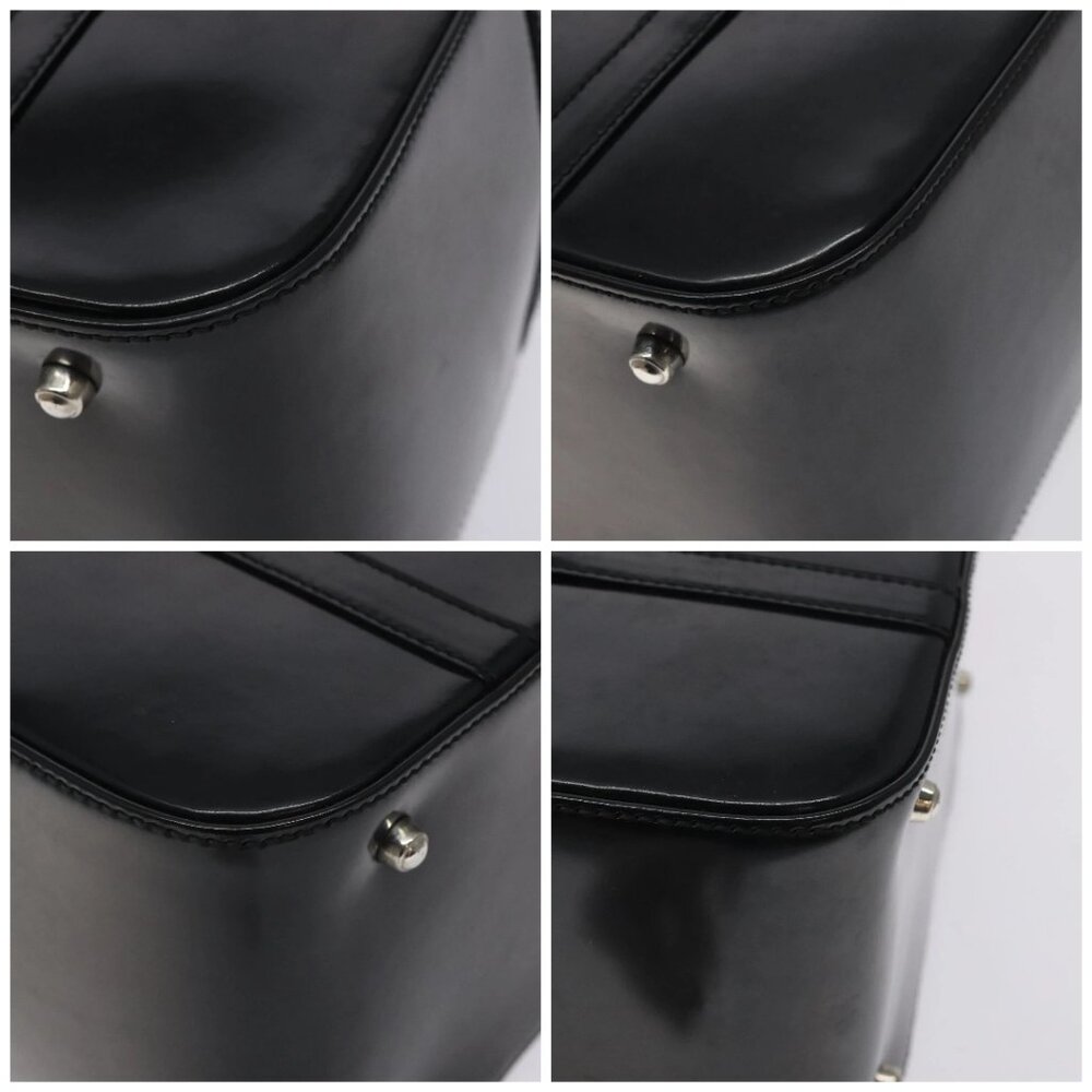 GUCCI Hand Bag Enamel Black Silver Auth am8761 - Picture 16 of 16